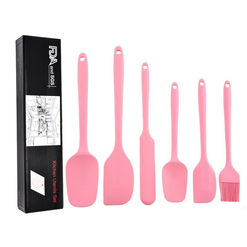 6Pcs Food-Grade Silicone Scraper Set, Baking Cream Spatulas (Pink)(2 set/12PCS) V1221-XM-GJGD-007