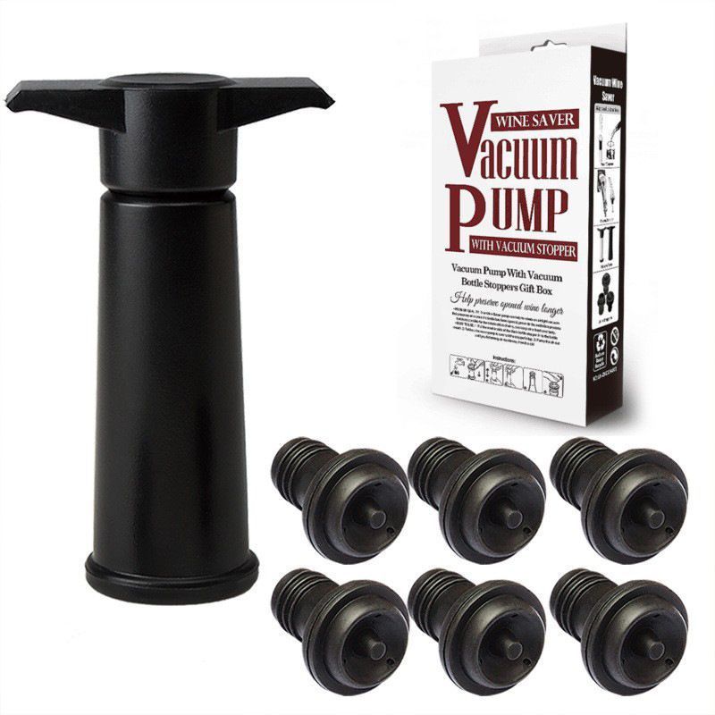 red Wine Vacuum Pump with Preserver Stopper, Wine Fresh Keeping Set V1221-XM-HJBXTZ-001