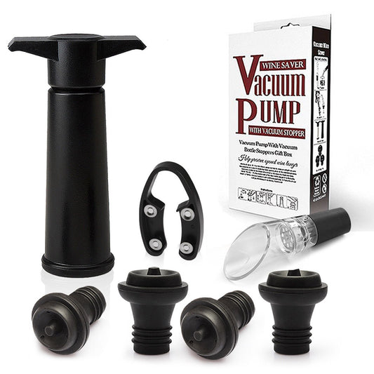 red Wine Vacuum Pump with Preserver Stopper, Wine Fresh Keeping Set V1221-XM-HJBXTZ-002
