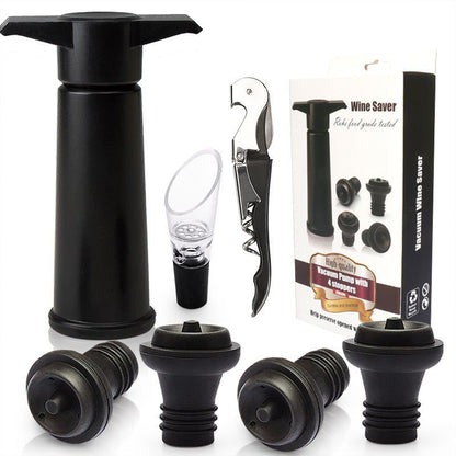 red Wine Vacuum Pump with Preserver Stopper, Wine Fresh Keeping Set V1221-XM-HJBXTZ-003