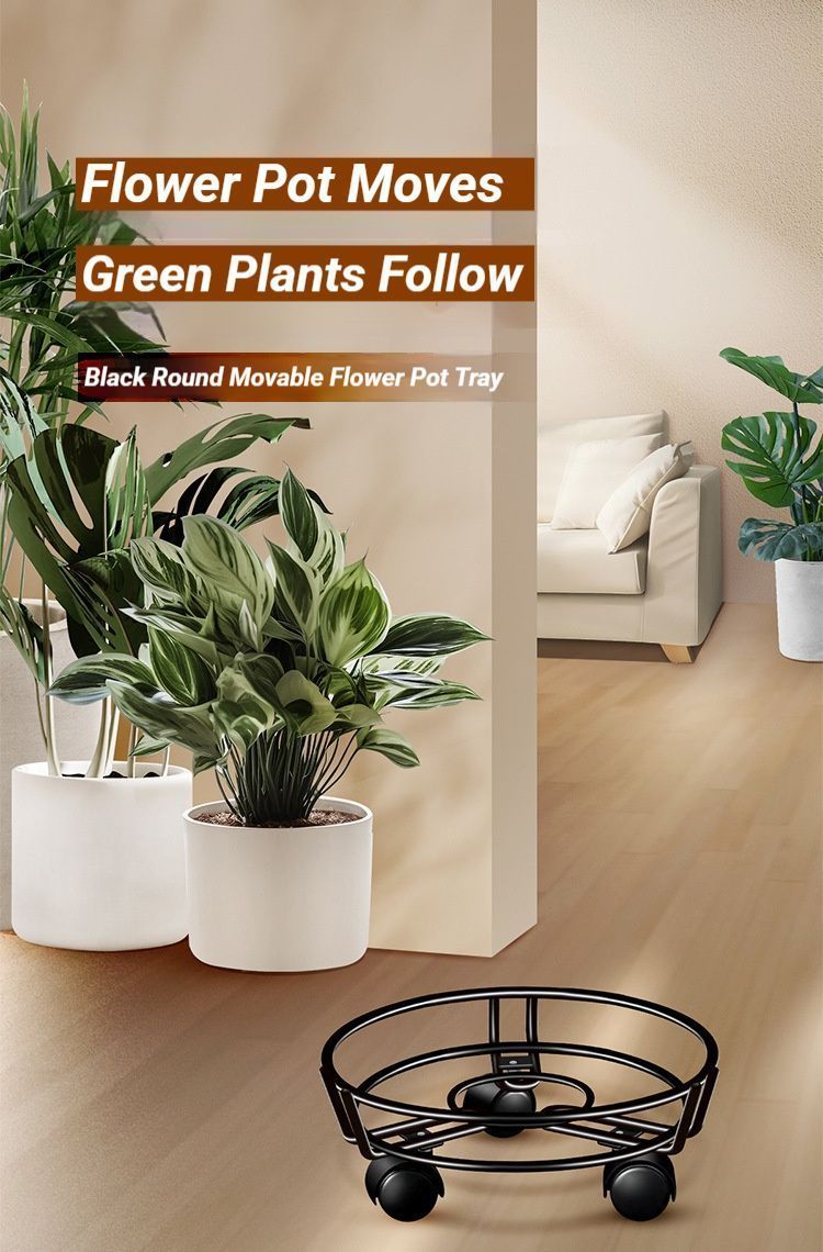 Black Round Wheel Plant Caddy V1221-XM-HPJ-01