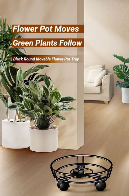 Black Round Wheel Plant Caddy V1221-XM-HPJ-01