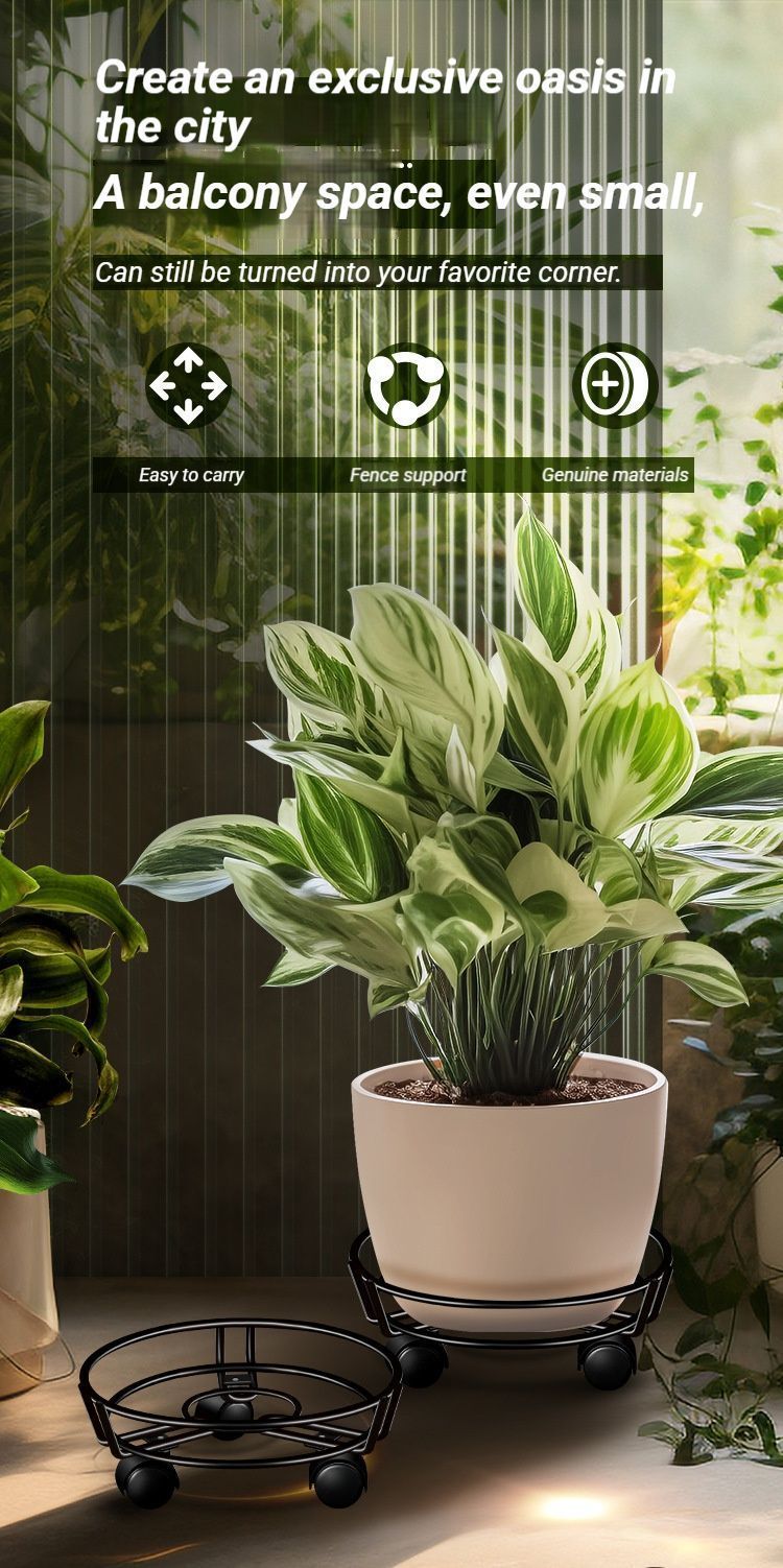 Black Round Wheel Plant Caddy V1221-XM-HPJ-01
