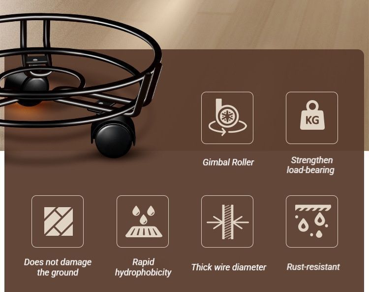 Black Round Wheel Plant Caddy V1221-XM-HPJ-01