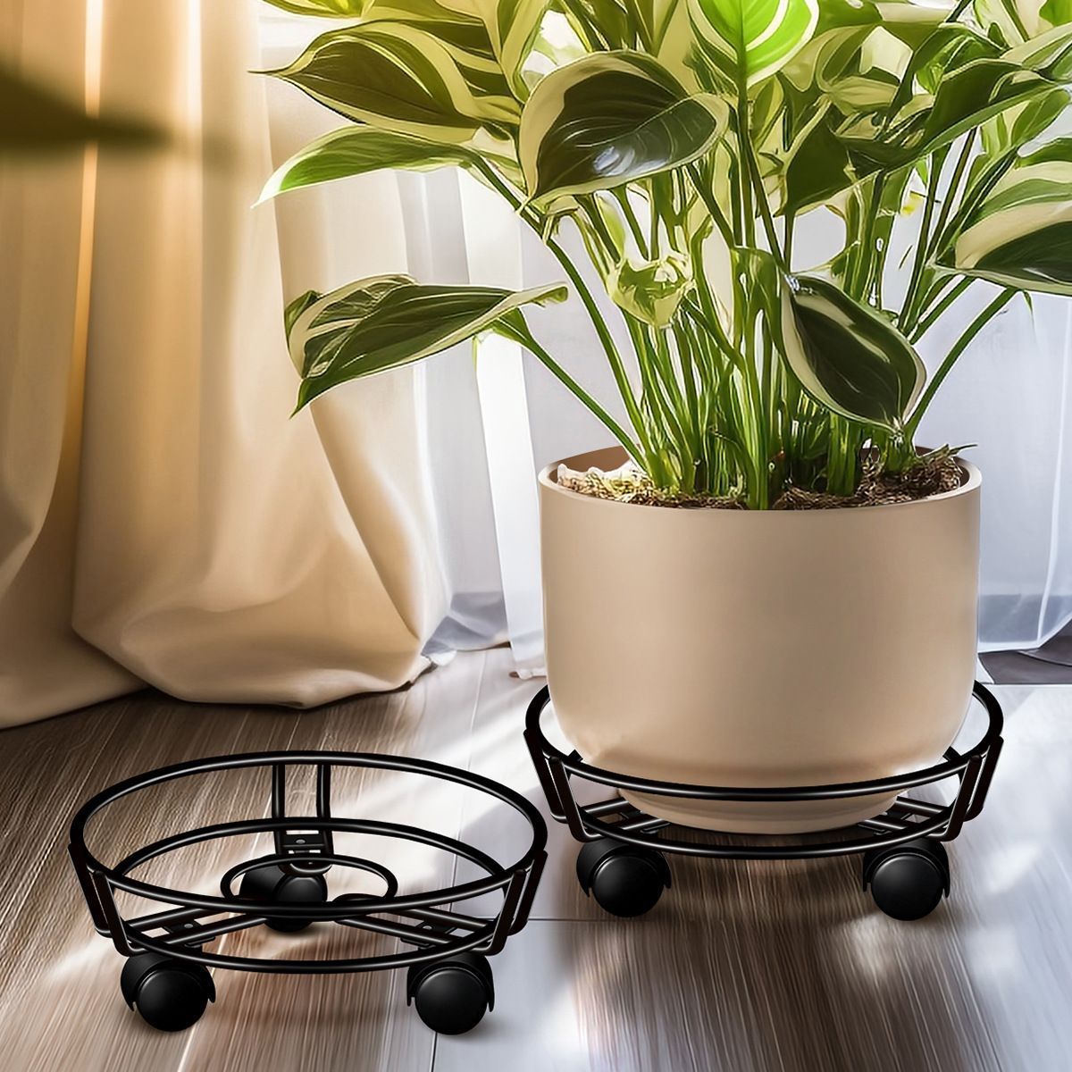Black Round Wheel Plant Caddy V1221-XM-HPJ-01