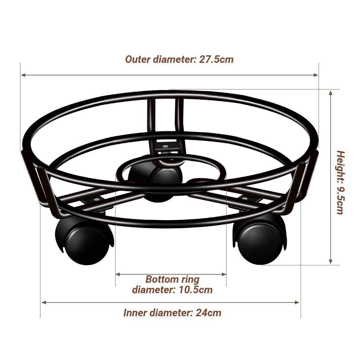 Black Round Wheel Plant Caddy V1221-XM-HPJ-01