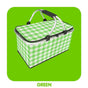 Thickened Foldable Aluminum Foil Insulated Picnic Basket-Green chequered pattern V1221-XM-HWYCL-003