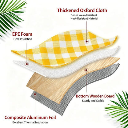 Thickened Foldable Aluminum Foil Insulated Picnic Basket-Green chequered pattern V1221-XM-HWYCL-003