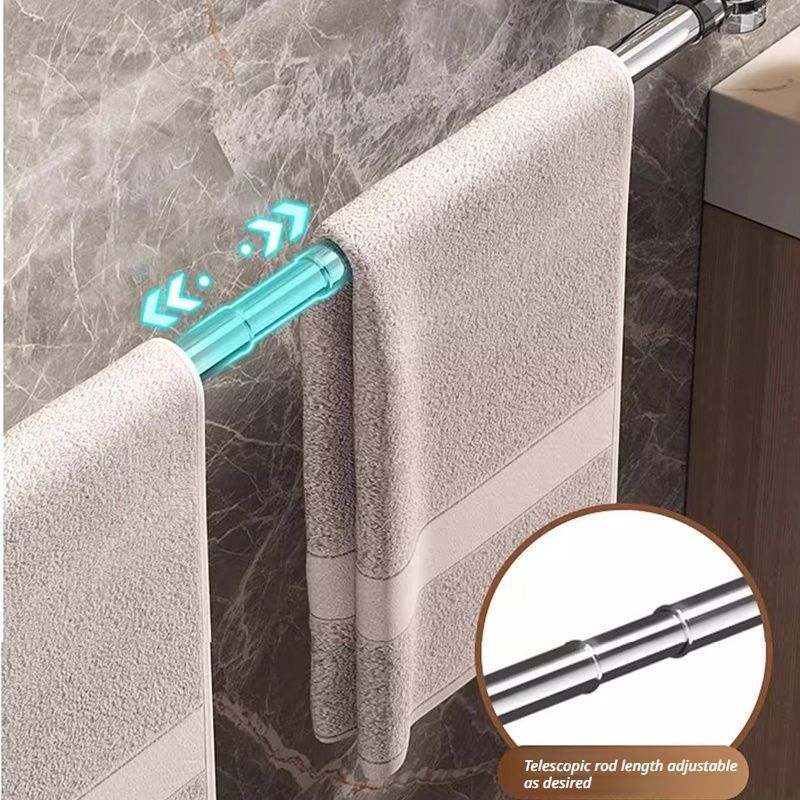 30-60 cm extendable towel rail, no drilling required, with strong suction cups, suitable for wall-mounted V1221-XM-KSXMJJ-01