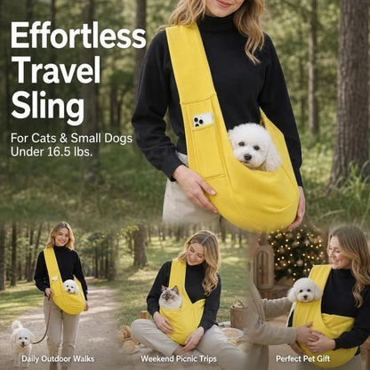 Solid Color Cat Carrier Up To 16.5lbs, Khaki With Phone Pocket, Flexible Multi-Use Travel Gift