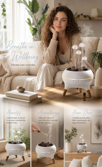 Music Sync Jellyfish Scent Diffuser, Color Changing Ambient Light, Gentle Oil Mist For Stress Relief
