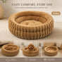 Detachable Round Pet Bed, Thick Warm Moisture Proof For Small Medium Dogs, Coffee Faux Rabbit Fur S Size