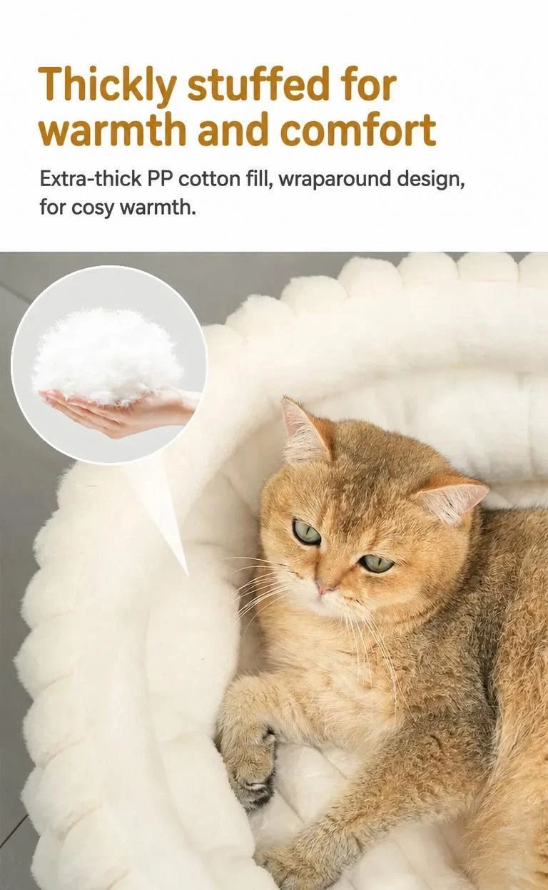 Fluffy Round Pet Nest, Pink Faux Rabbit Fur S Size, Snug Warm For Small Pets
