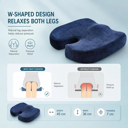 Memory Foam Lumbar Support Pillow 45x36x7, Breathable Mesh Black, Office Back Relief