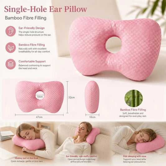 Big Size Pressure Relief Ear Pillow 47x32x10, Pink, Thoughtful Gift For Long Hours Rest
