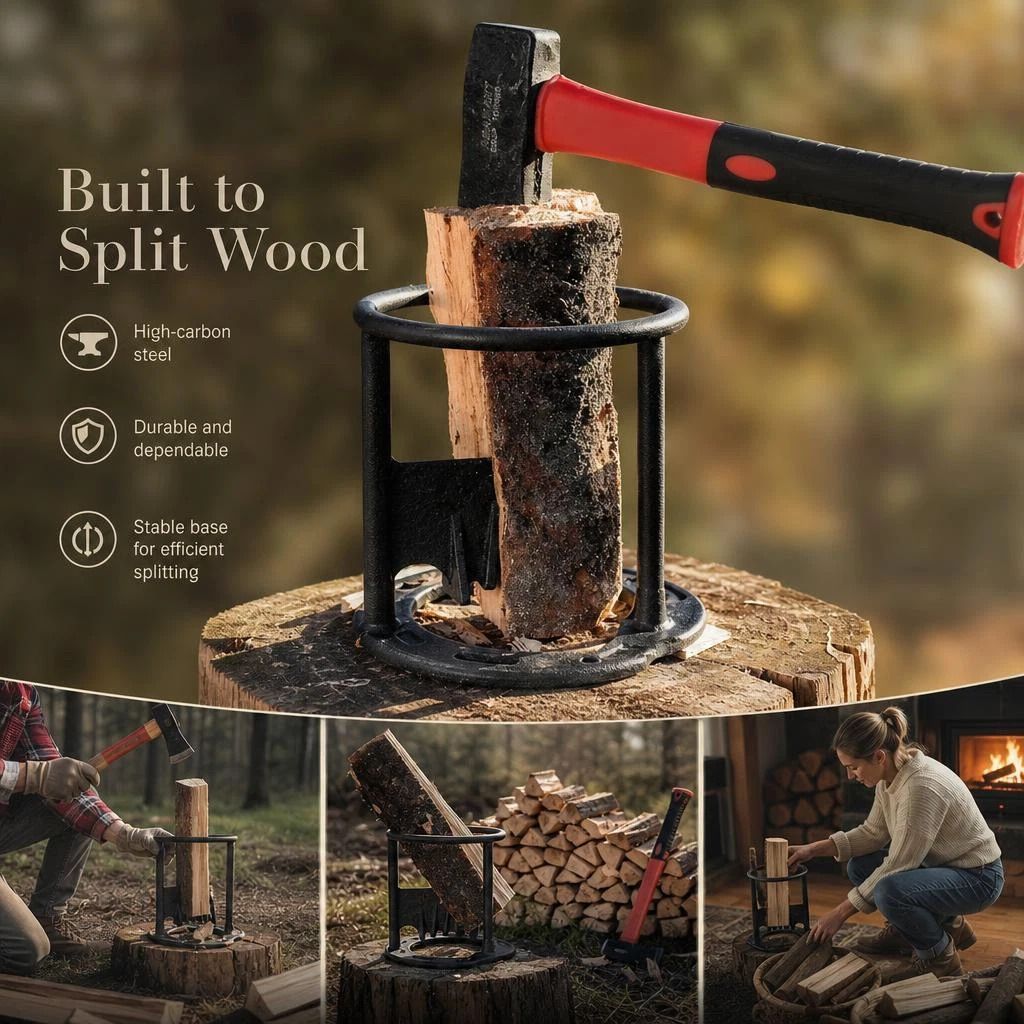 Camping Log Splitter Five-Star Base 19cm, Stable Anti-Slip Household Firewood Tool