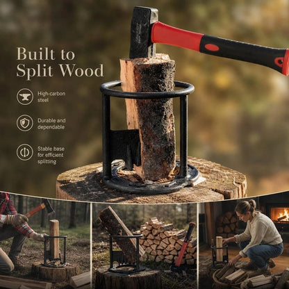 Camping Log Splitter Five-Star Base 19cm, Stable Anti-Slip Household Firewood Tool