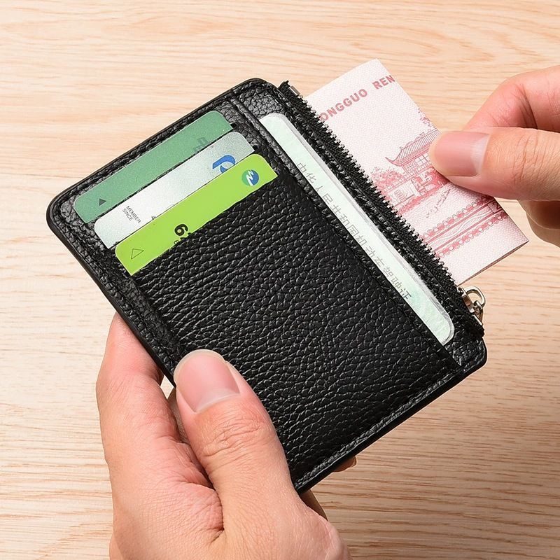 2Pcs 6 Slots Large Capacity Zipper Card Holder,Waterproof & Scratch Resistant,Compact-Black V1221-XM-LQKB-01