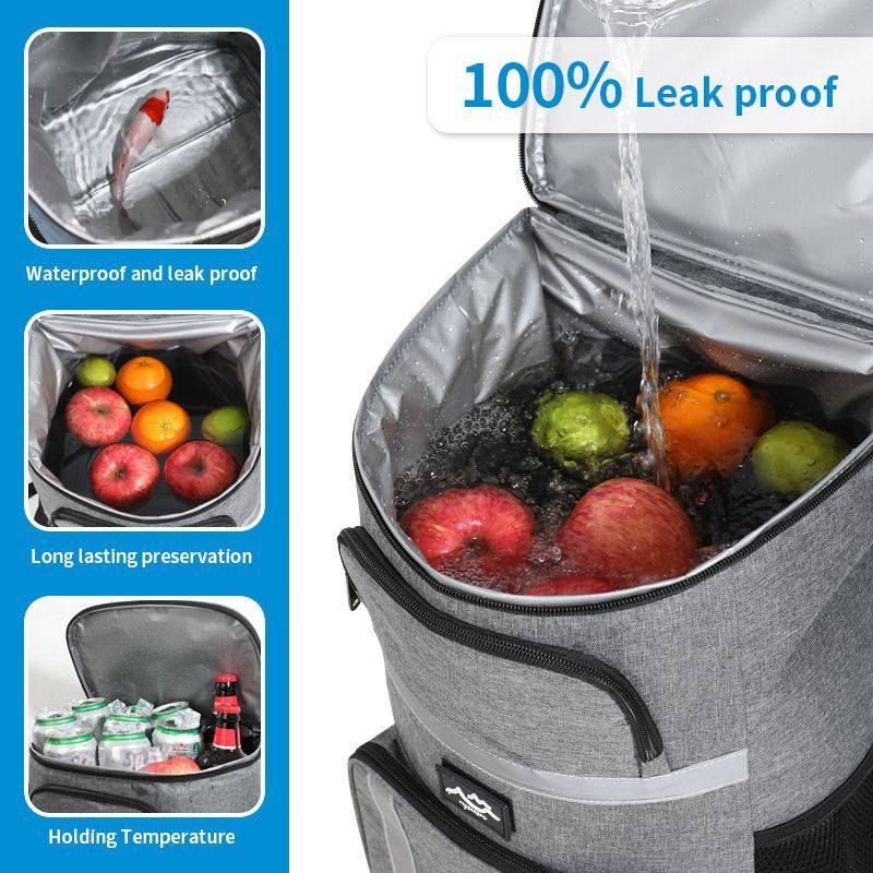Outdoor Camping Insulated Cooler Backpack for Picnic Hiking (Grey) V1221-XM-LYBB-003