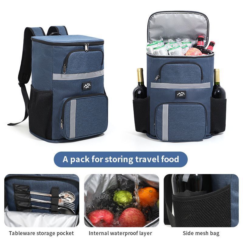 Outdoor Camping Insulated Cooler Backpack for Picnic Hiking (Grey) V1221-XM-LYBB-003