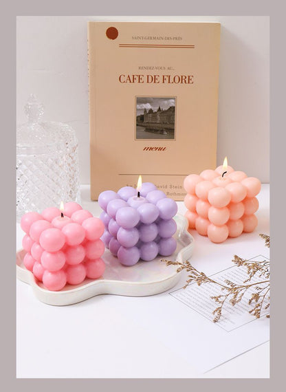 3Pcs yellow Rubik's Cube Scented Candle Home Decor Ornaments V1221-XM-MFXXLZ-02