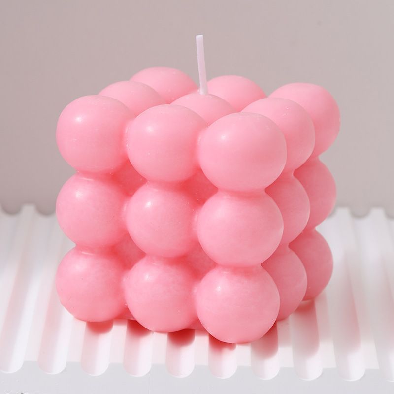 3Pcs pink Rubik's Cube Scented Candle Home Decor Ornaments V1221-XM-MFXXLZ-04