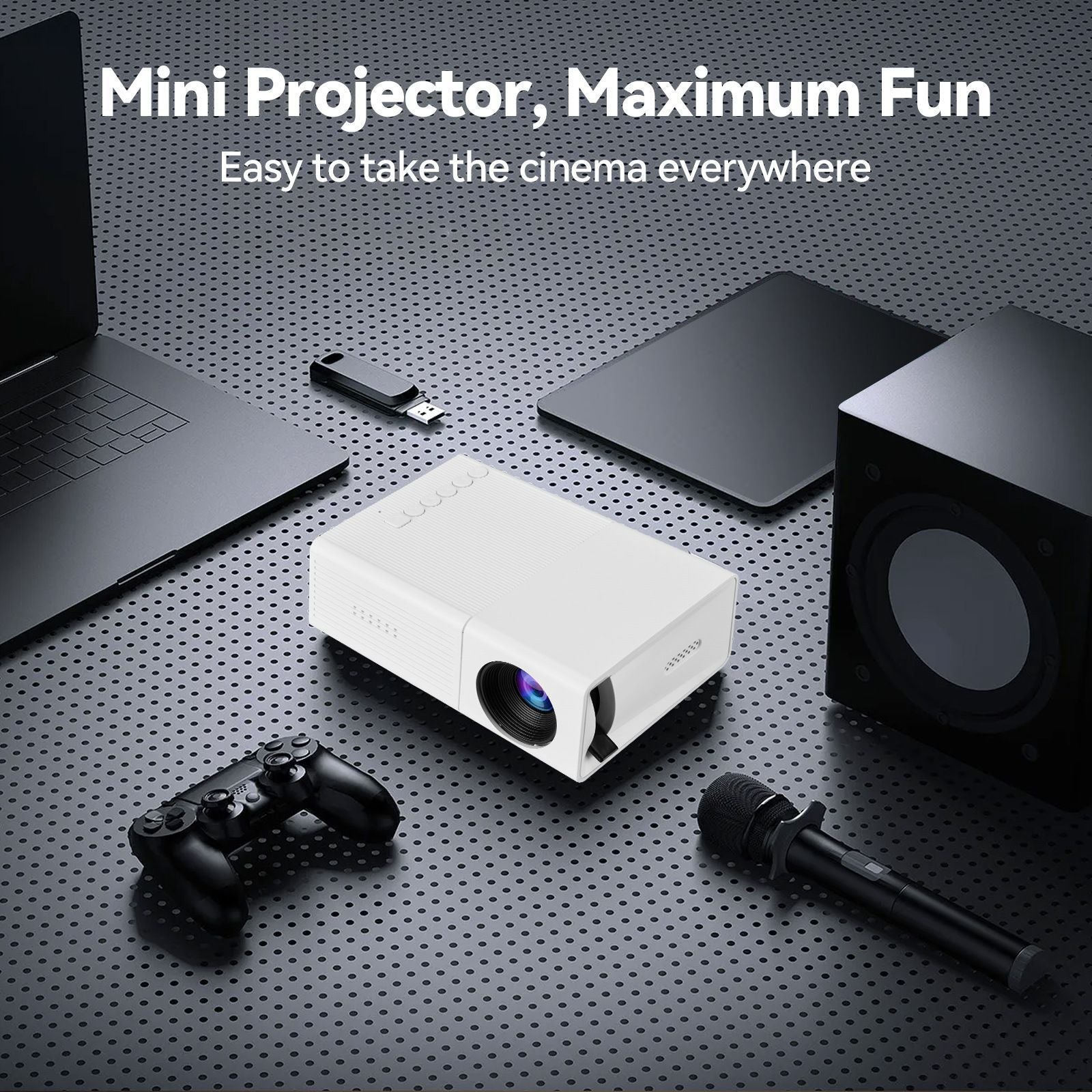 M3S Mini Projector White USB-Powered V1221-XM-MNTYY-03