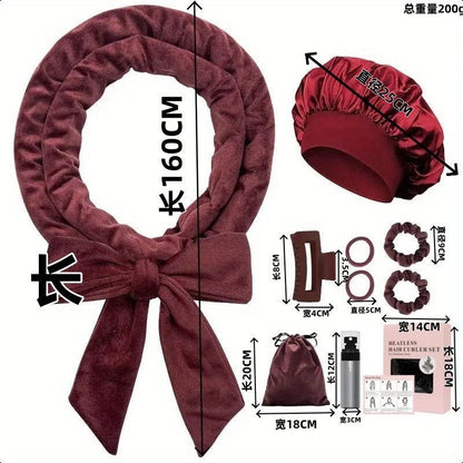 Pink No Heat Sleep Hair Curler 9Pcs Gift Set V1221-XM-SMJFB-03
