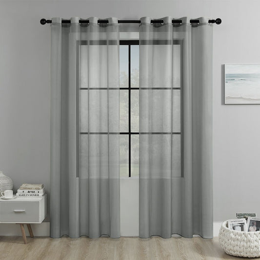 grey Light Transparent Window Sheers, 2 Pieces, Multiple Sizes Available V1221-XM-TGCS-014