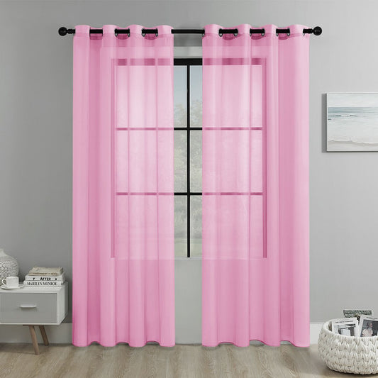 Pink Light Transparent Window Sheers, 2 Pieces, Multiple Sizes Available V1221-XM-TGCS-016