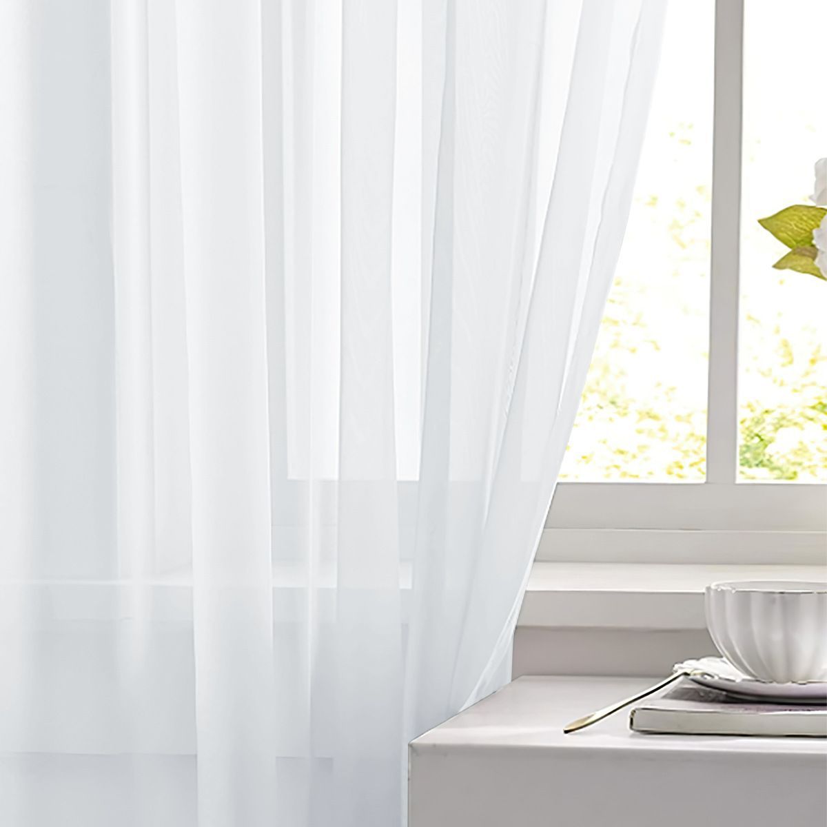 Pink Light Transparent Window Sheers, 2 Pieces, Multiple Sizes Available V1221-XM-TGCS-018