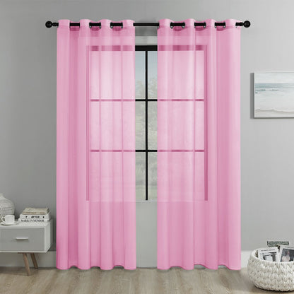 Pink Light Transparent Window Sheers, 2 Pieces, Multiple Sizes Available V1221-XM-TGCS-020