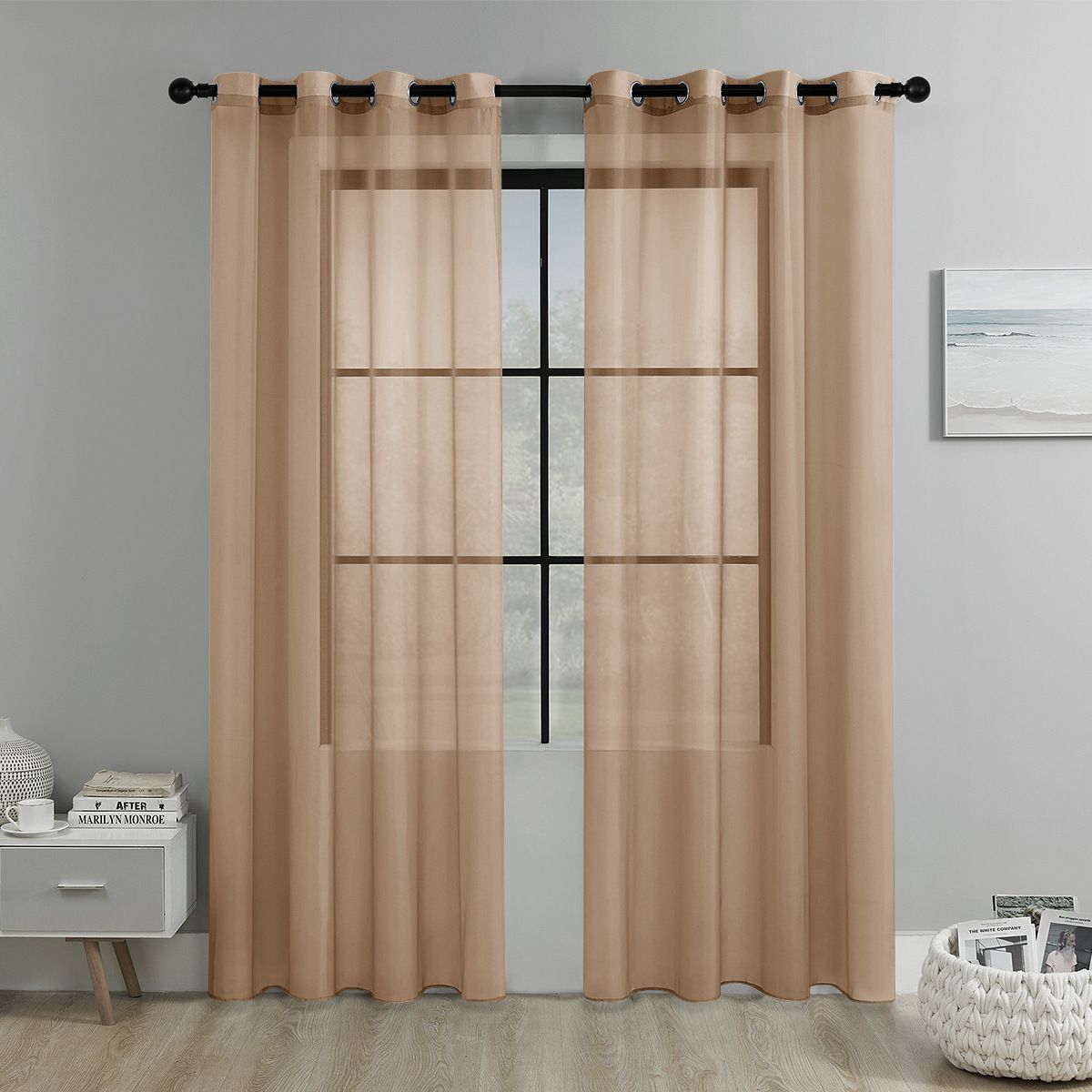Mandy Orange Light Transparent Window Sheers, 2 Pieces, Multiple Sizes Available V1221-XM-TGCS-027