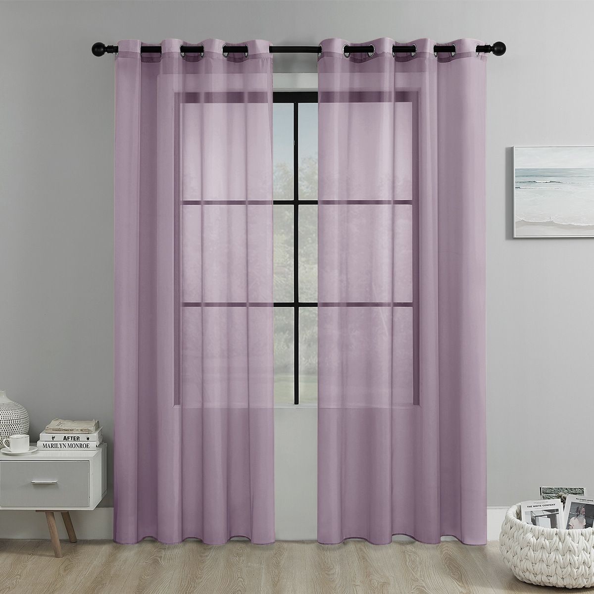 light purple Light Transparent Window Sheers, 2 Pieces, Multiple Sizes Available V1221-XM-TGCS-032