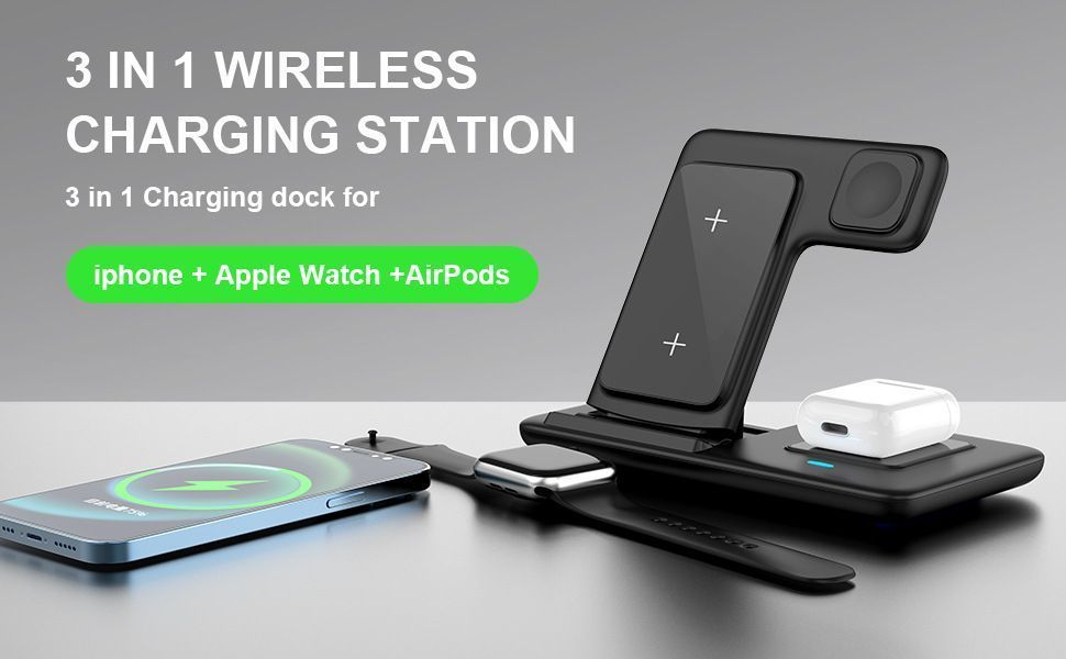 White 3-in-1 Wireless Charger V1221-XM-WXCDQ-02