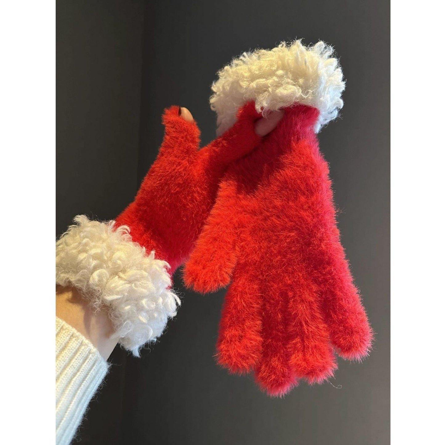 Pink Faux Mink Spliced Gloves V1221-XM-WZST-03