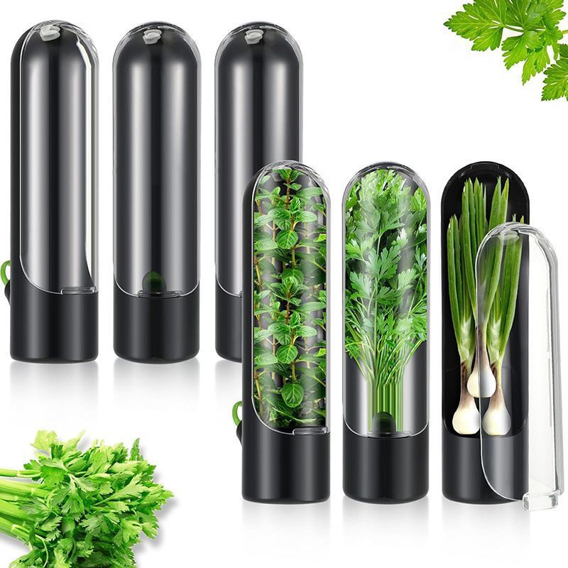 4Pcs Herb & Vegetable Fresh Storage Containers-Black V1221-XM-XCBXH-02