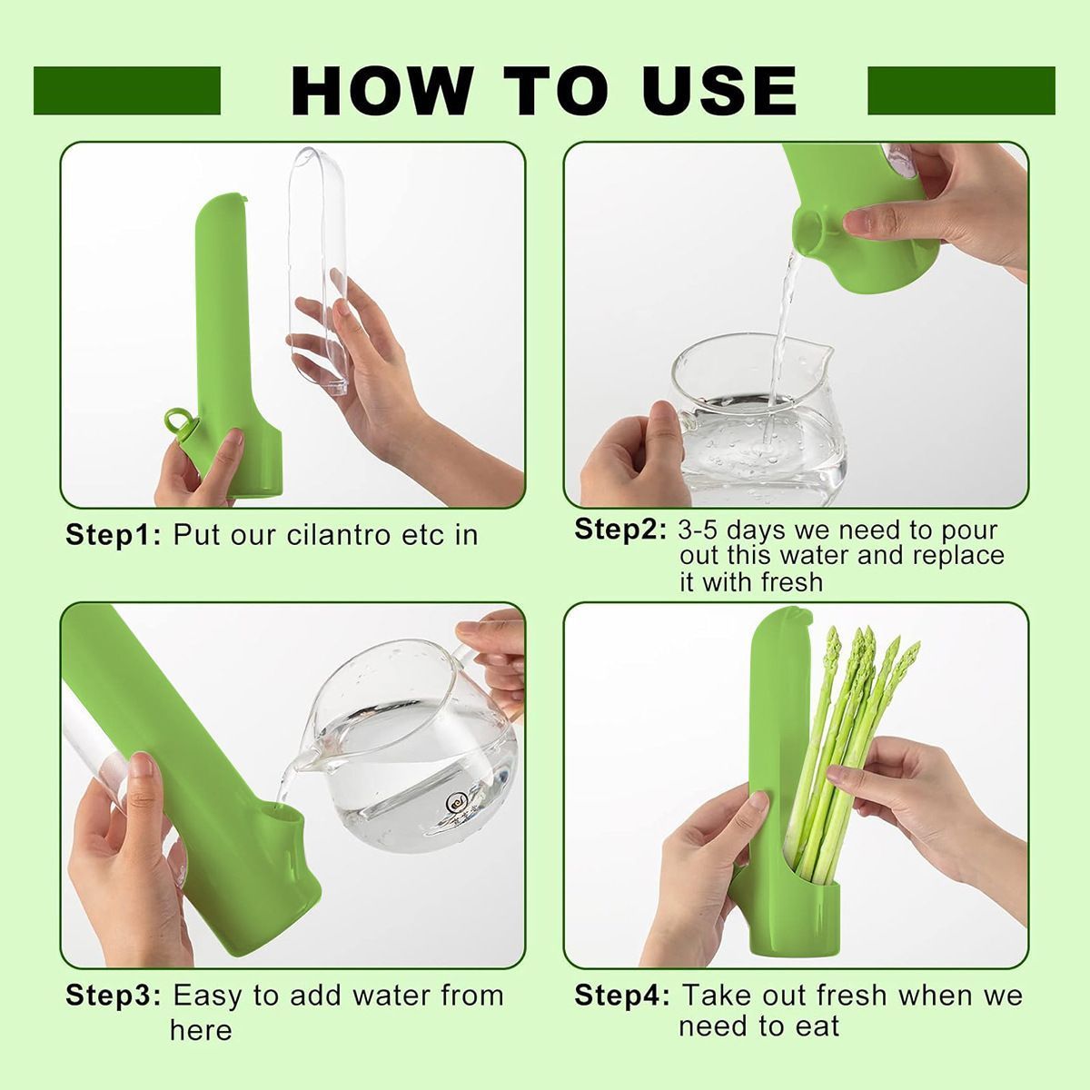 4Pcs Herb & Vegetable Fresh Storage Containers-green V1221-XM-XCBXH-04