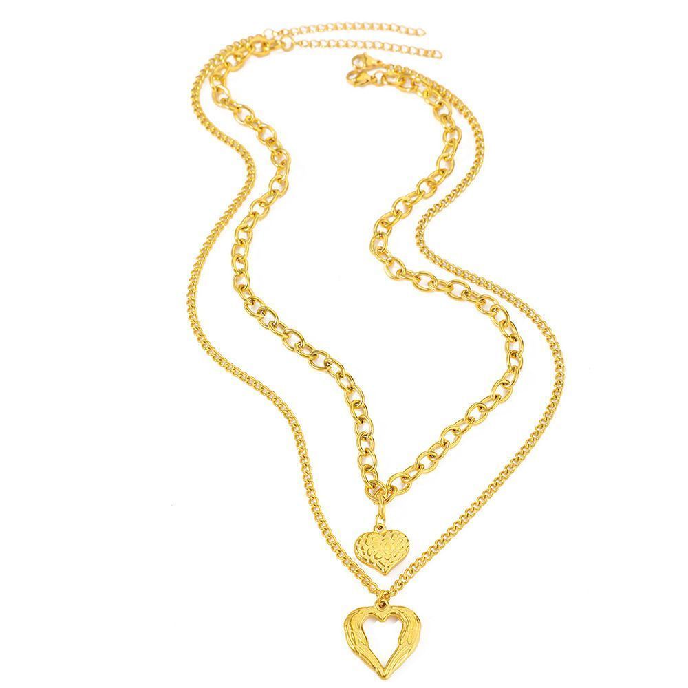 2Pcs Gold Heart Necklace V1221-XM-XXXL-01