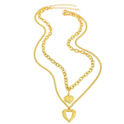 2Pcs Gold Heart Necklace V1221-XM-XXXL-01