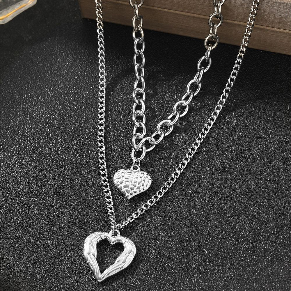 2Pcs Silver Heart Necklace V1221-XM-XXXL-02