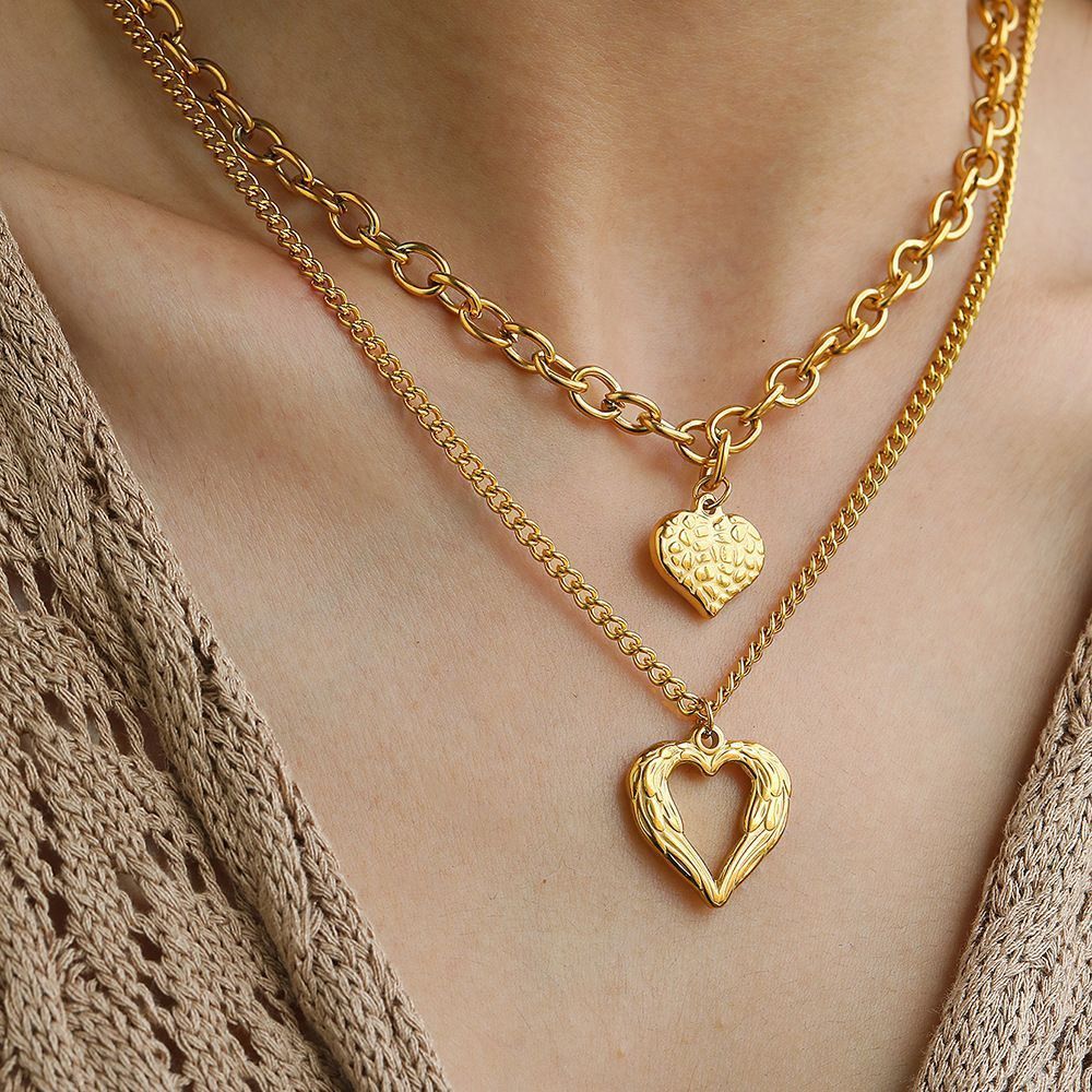 2Pcs Silver Heart Necklace V1221-XM-XXXL-02
