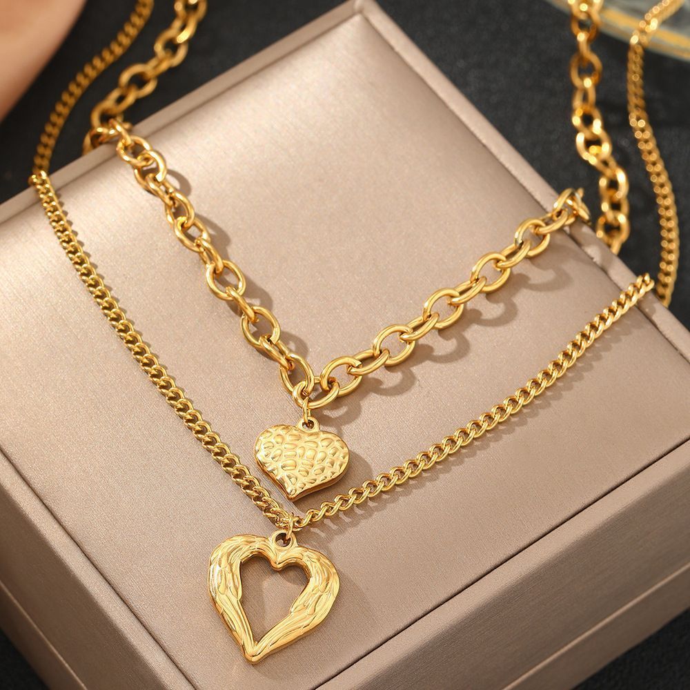 2Pcs Silver Heart Necklace V1221-XM-XXXL-02