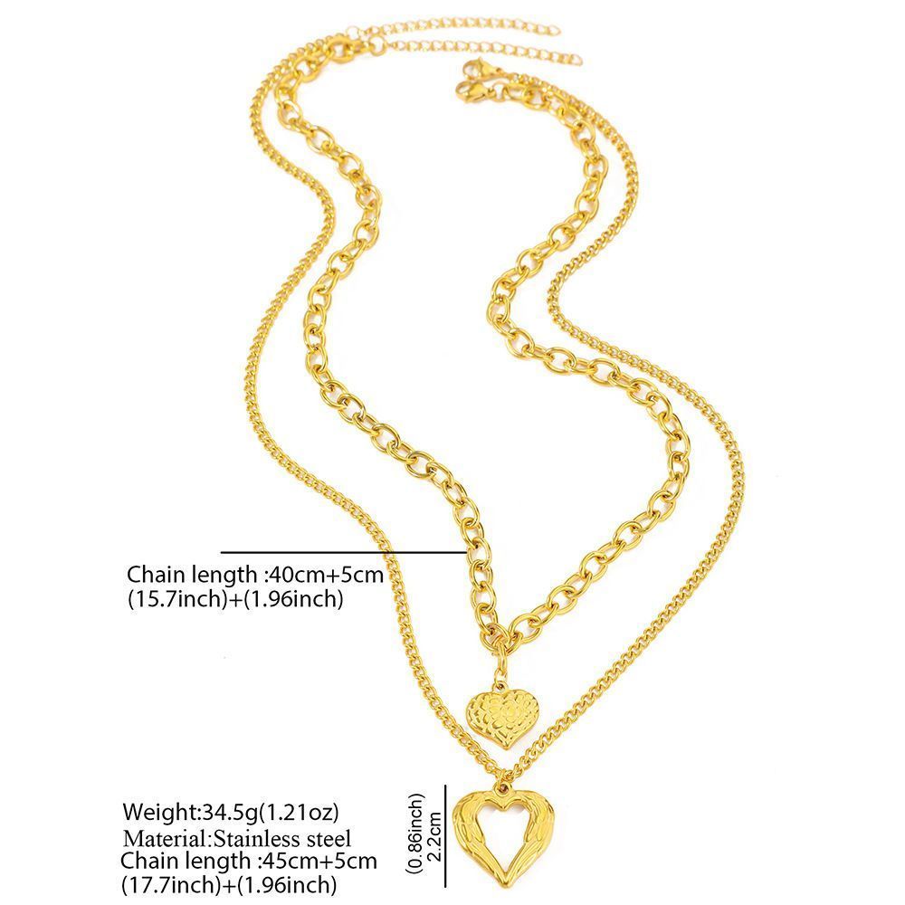 2Pcs Silver Heart Necklace V1221-XM-XXXL-02
