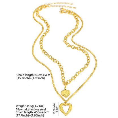 2Pcs Silver Heart Necklace V1221-XM-XXXL-02