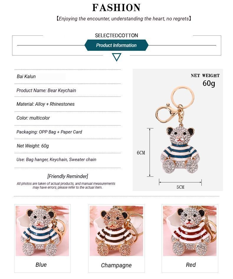 2-Pack Crystal Bear Keychains 02 V1221-XM-YSK-02