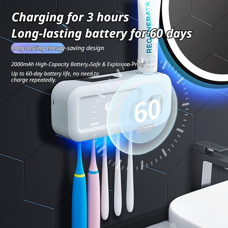 White No-Drill UV Toothbrush Holder V1221-XM-YSXDQ-01