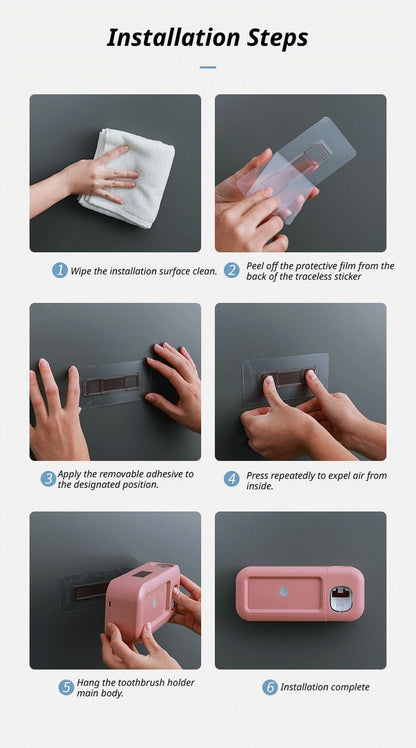 White No-Drill UV Toothbrush Holder V1221-XM-YSXDQ-01