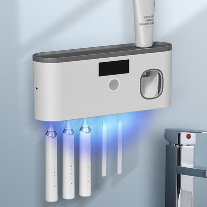 Gray No-Drill UV Toothbrush Holder V1221-XM-YSXDQ-02