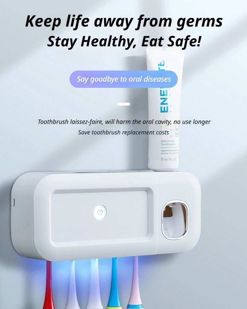 Gray No-Drill UV Toothbrush Holder V1221-XM-YSXDQ-02